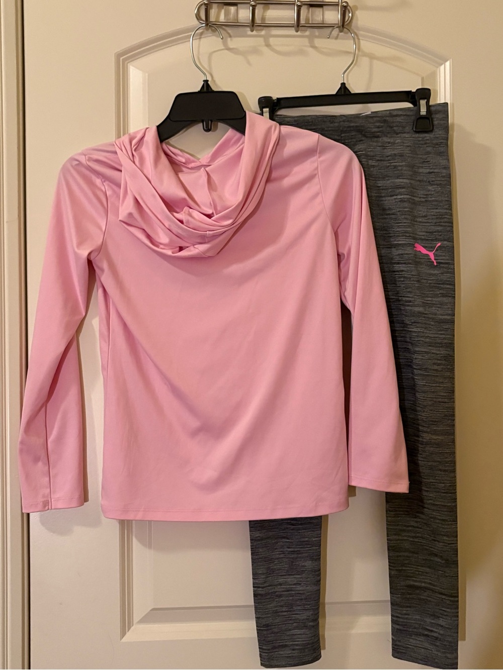PUMA Girls' Pink Heart Hoodie & Gray Leggings Set - Picture 2 of 3